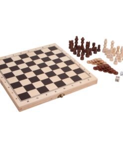 Jeux classiques dans un coffret en bois