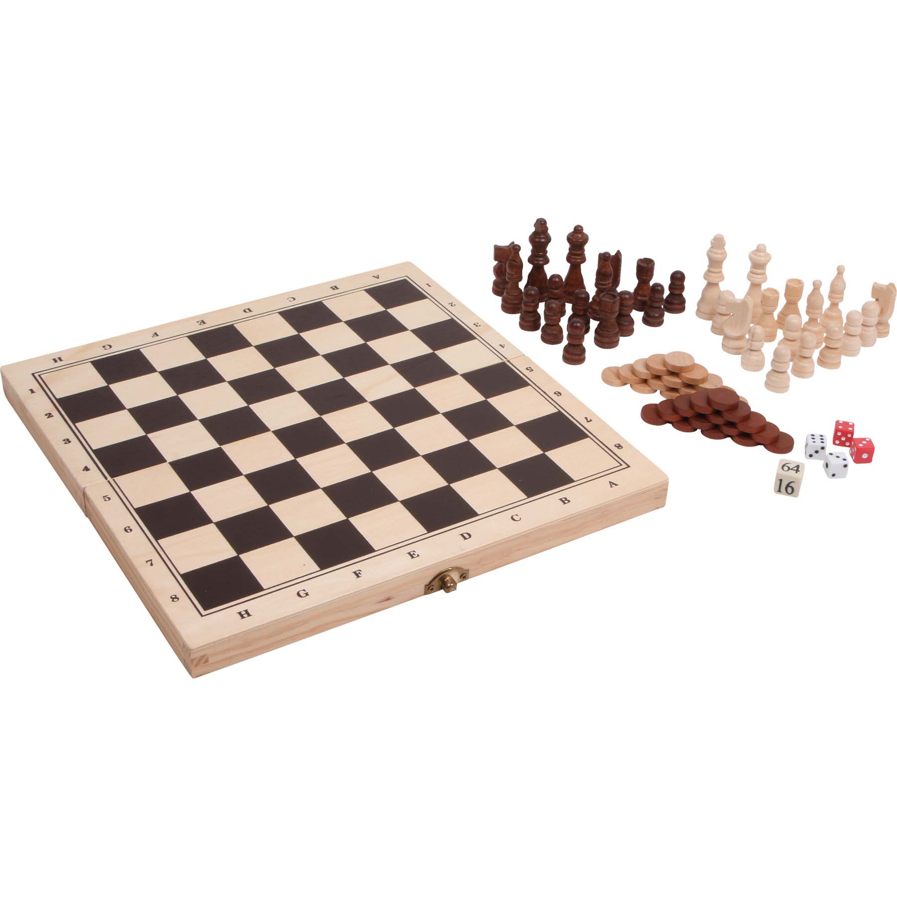 Jeux classiques dans un coffret en bois
